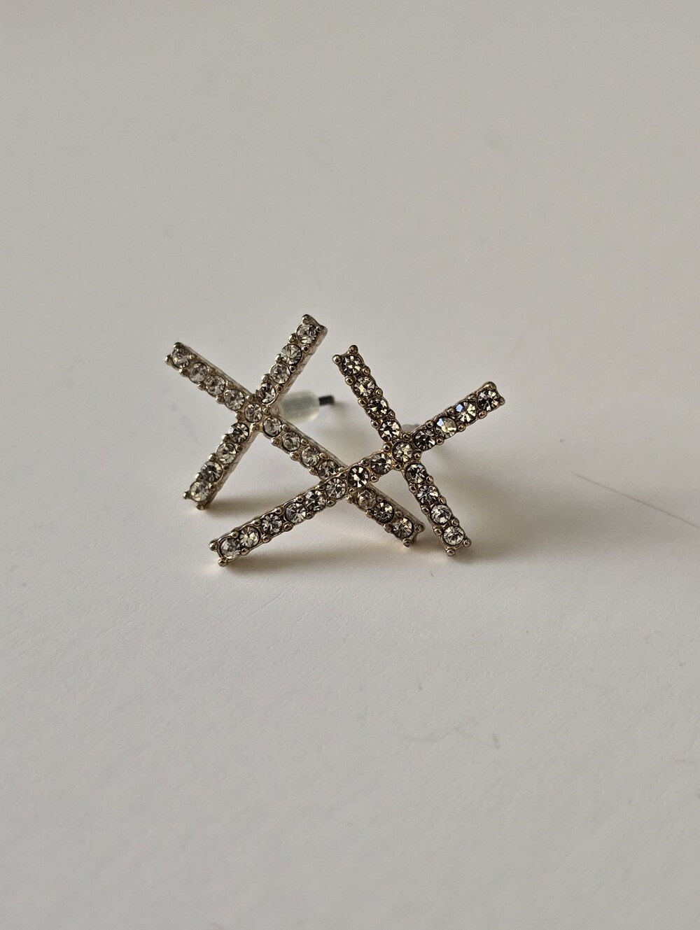 Gold Crystal Crossbar Stud Earrings